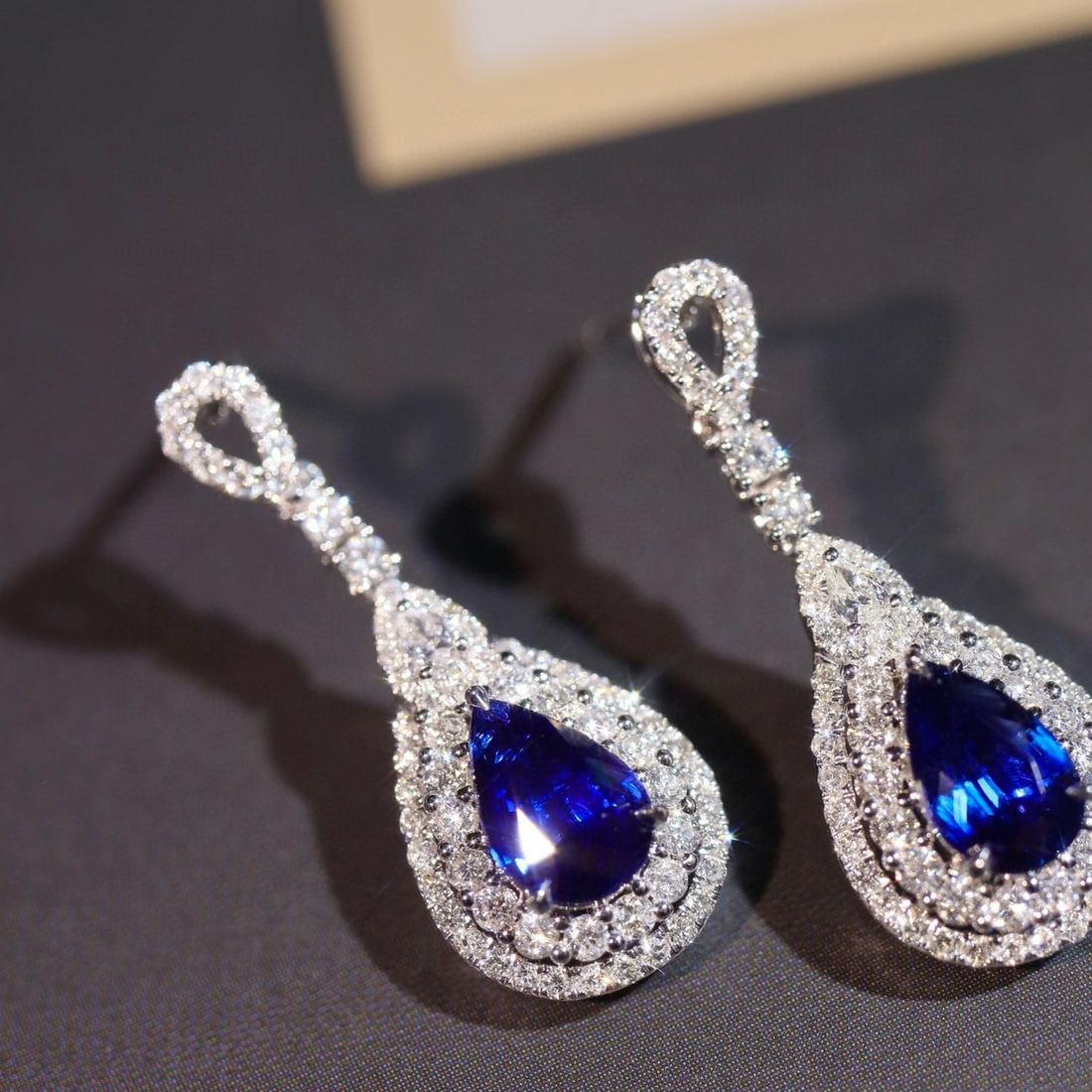 14k Gold 1.94 Ctw Natural Sapphire & Diamond Earrings - 2