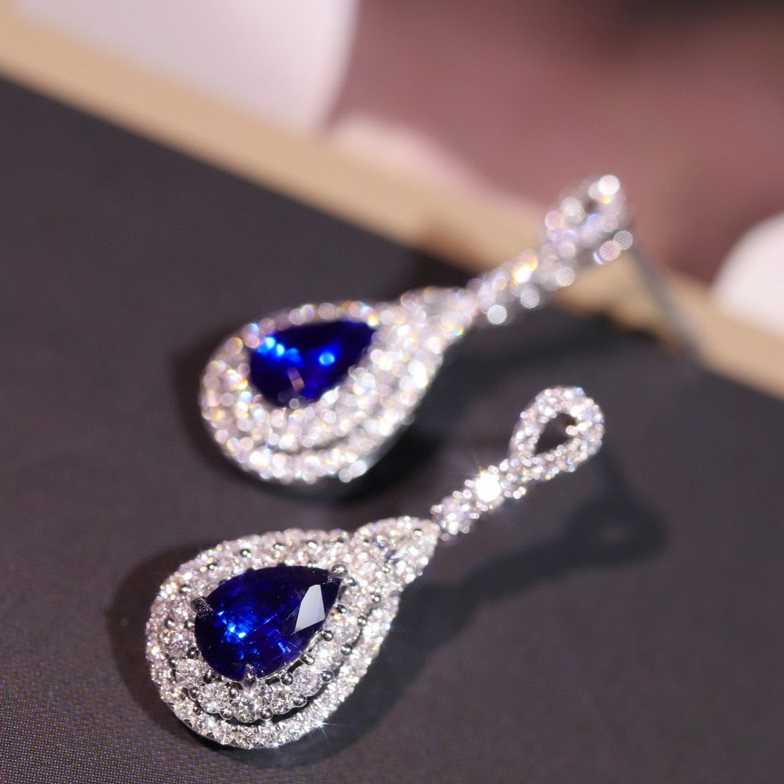 14k Gold 1.94 Ctw Natural Sapphire & Diamond Earrings - 3