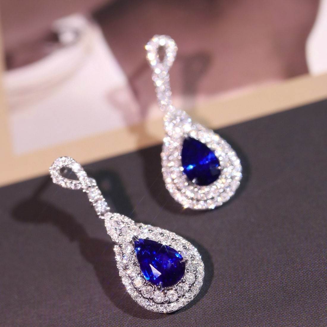 14k Gold 1.94 Ctw Natural Sapphire & Diamond Earrings - 4
