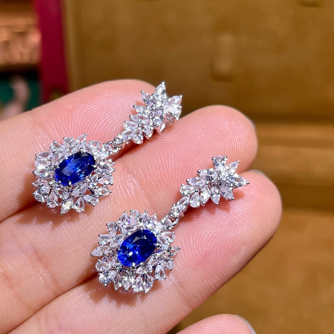 14k Gold 2.38 Ct Natural Sapphire Earrings - 2