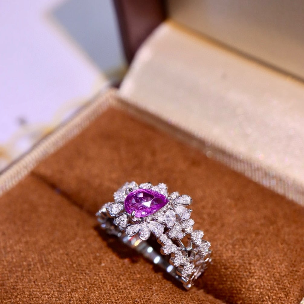 14k Gold 1.21 Ctw Natural Sapphire & Diamond Ring - 7