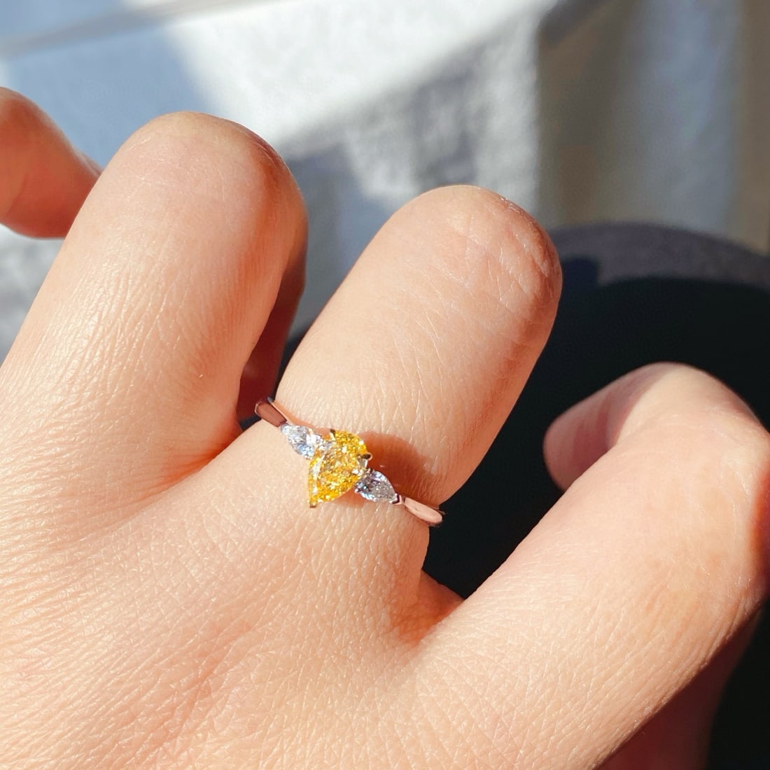 14k Gold 0.71 Ctw Natural Yellow Diamond & Diamond Ring - 5