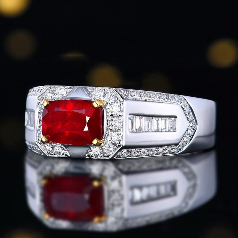 14k Gold 2.38 Ctw Natural Ruby & Diamond & Men¡¯s Ring - 2