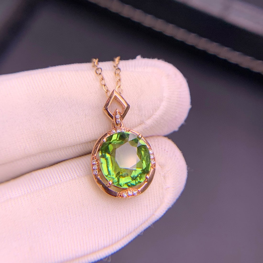 14k Gold 2.6 Ct Natural Tourmaline & Diamond Pendant( Without Chain ) - 2