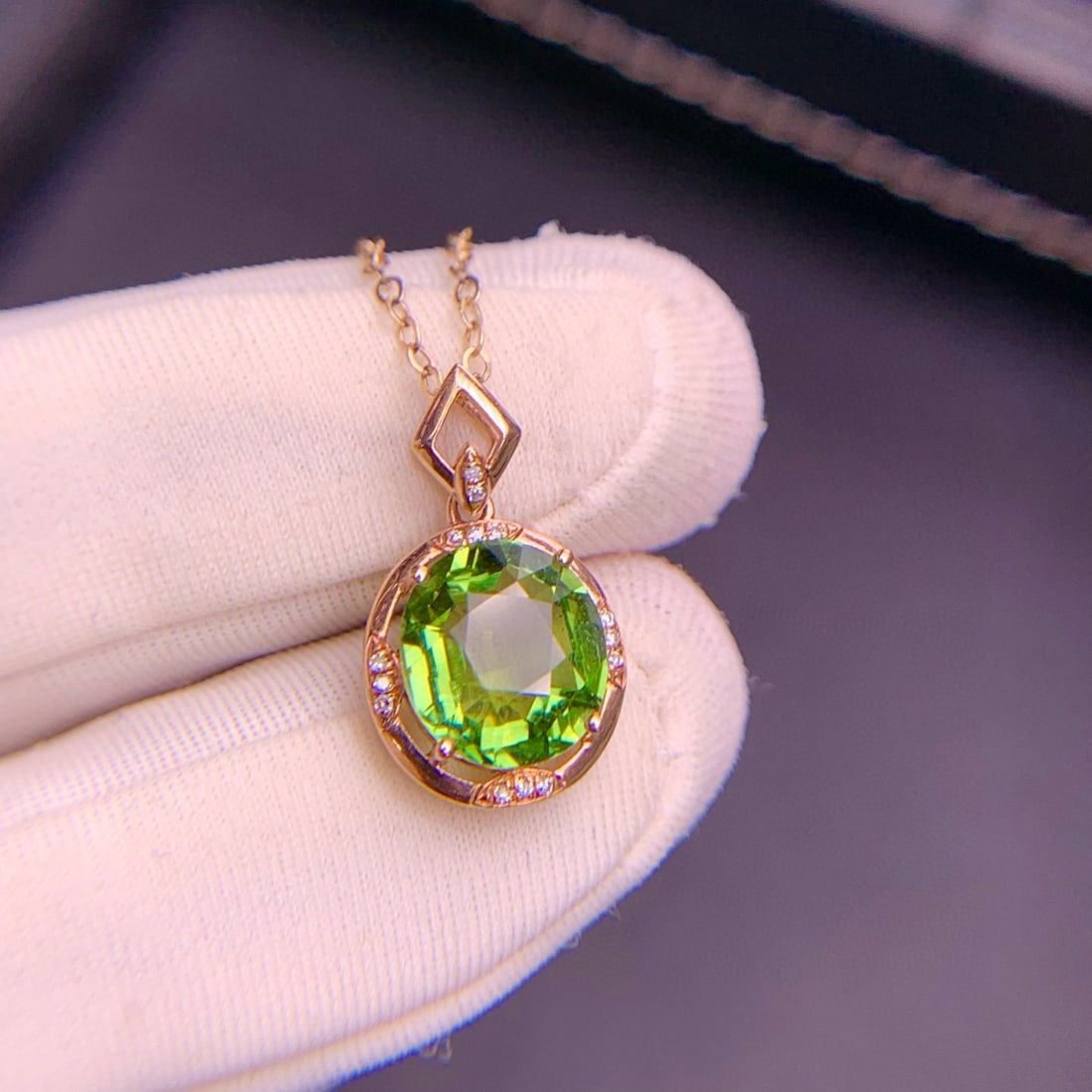 14k Gold 2.6 Ct Natural Tourmaline & Diamond Pendant( Without Chain ) - 3