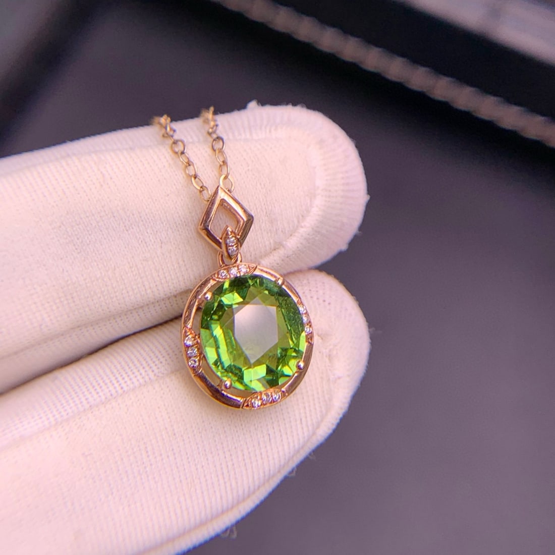 14k Gold 2.6 Ct Natural Tourmaline & Diamond Pendant( Without Chain ) - 6