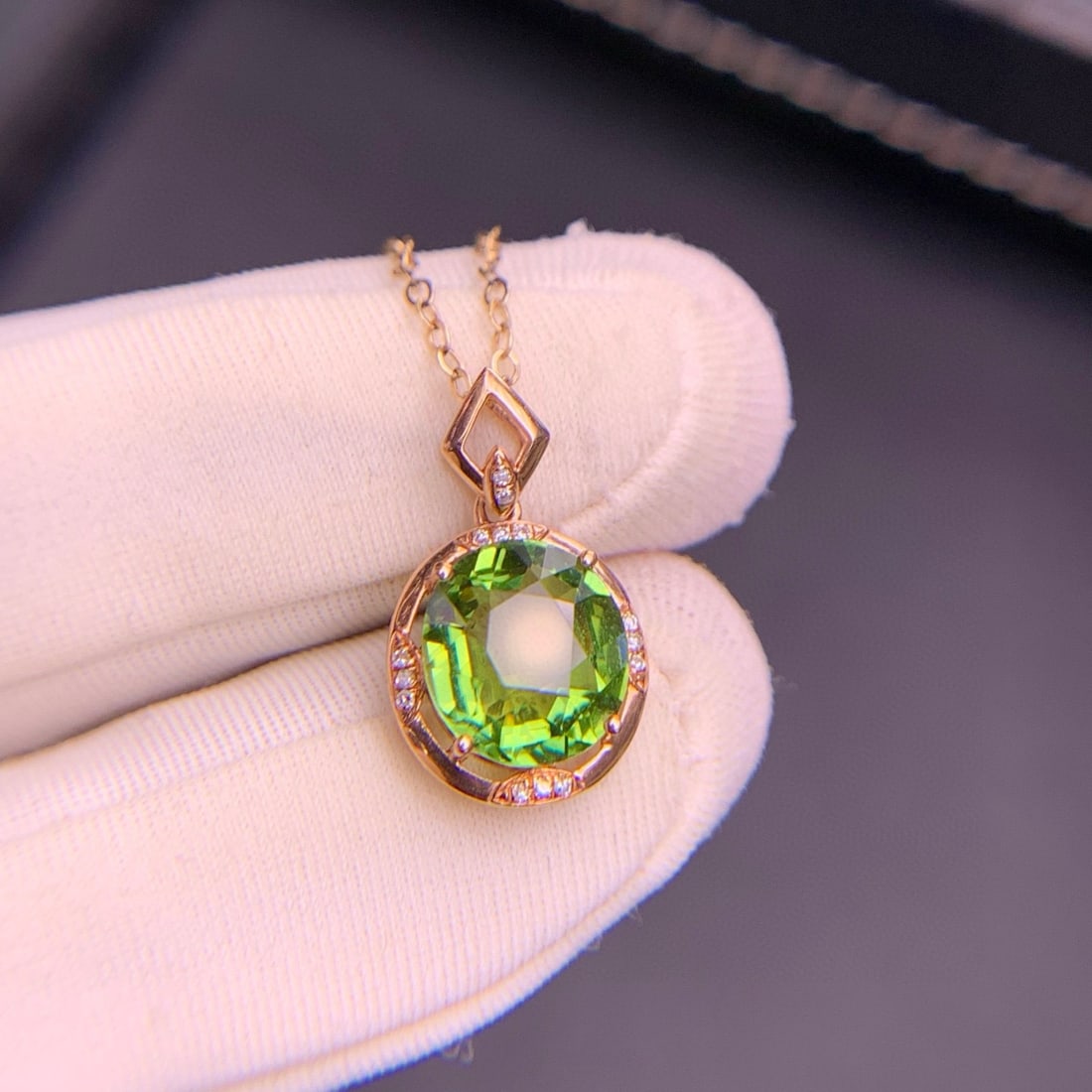 14k Gold 2.6 Ct Natural Tourmaline & Diamond Pendant( Without Chain ) - 7