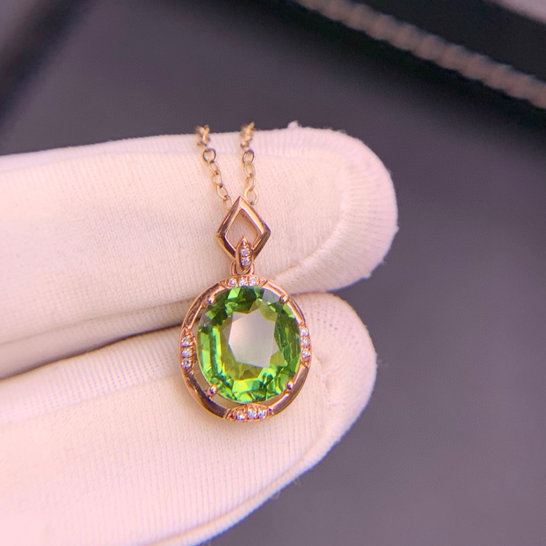 14k Gold 2.6 Ct Natural Tourmaline & Diamond Pendant( Without Chain ) - 9