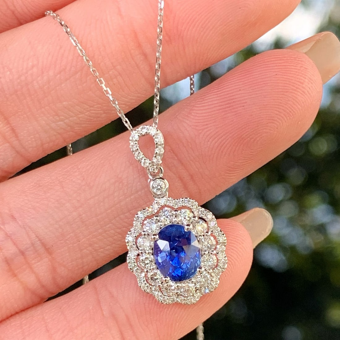 14k Gold 2.29 Ctw Natural Sapphire & Diamond Pendant( Without Chain ) - 5