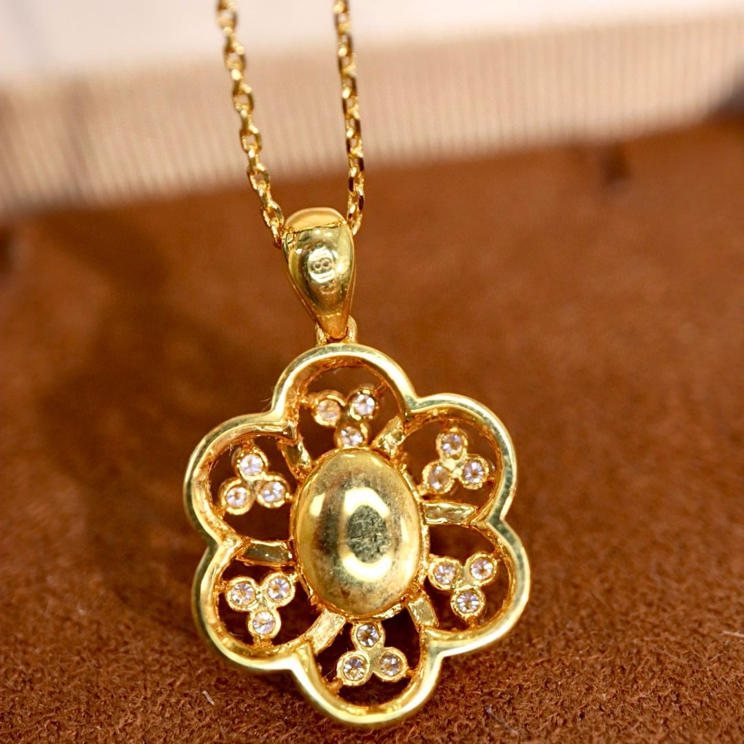 14k Gold 2.66 Ctw Natural Sapphire & Diamond Pendant( Without Chain ) - 7