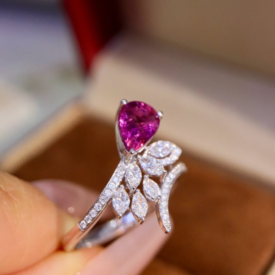 14k Gold 1.79 Ctw Natural Padparadscha Sapphire & Diamond Ring - 3