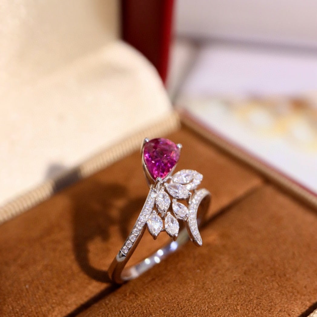 14k Gold 1.79 Ctw Natural Padparadscha Sapphire & Diamond Ring - 7