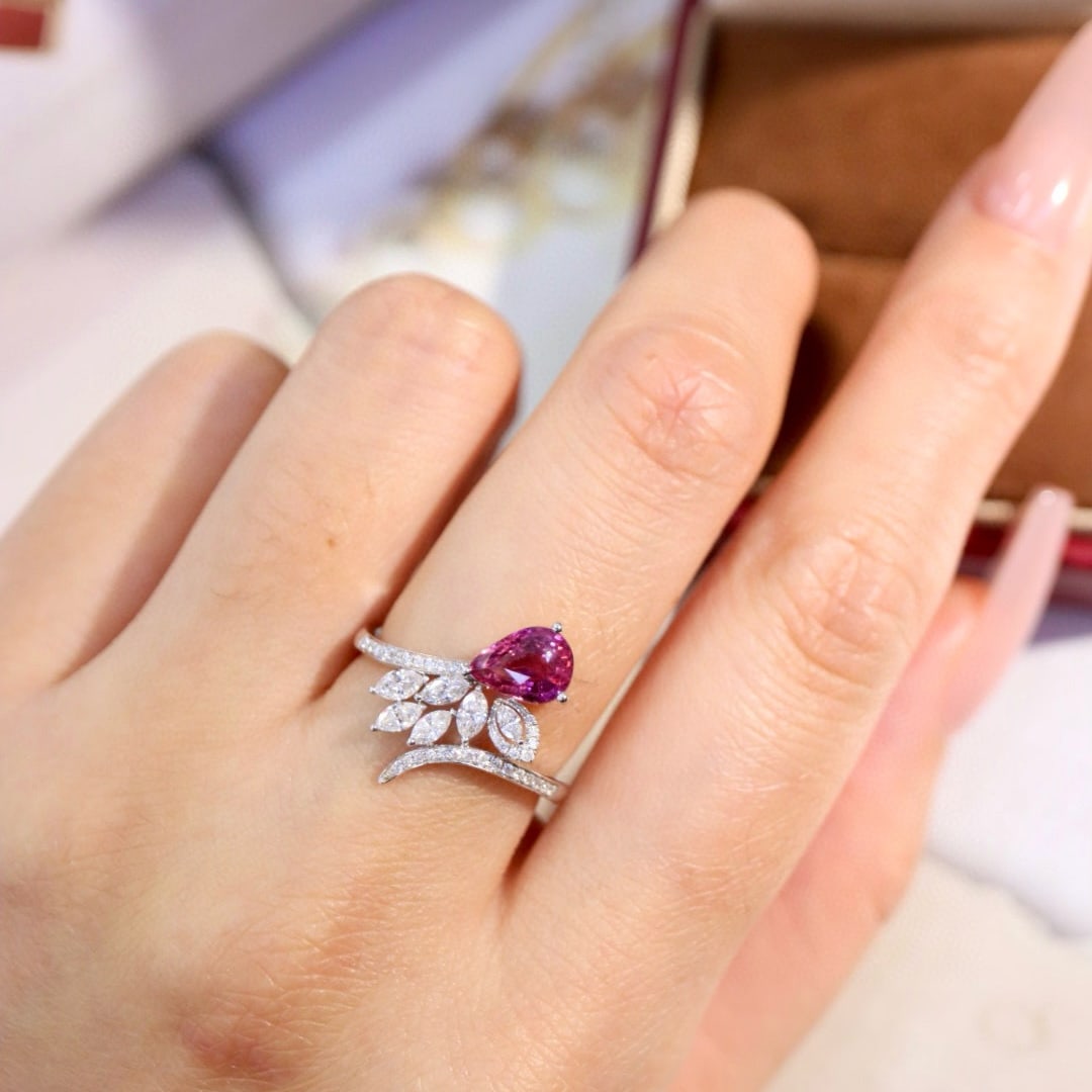 14k Gold 1.79 Ctw Natural Padparadscha Sapphire & Diamond Ring - 8