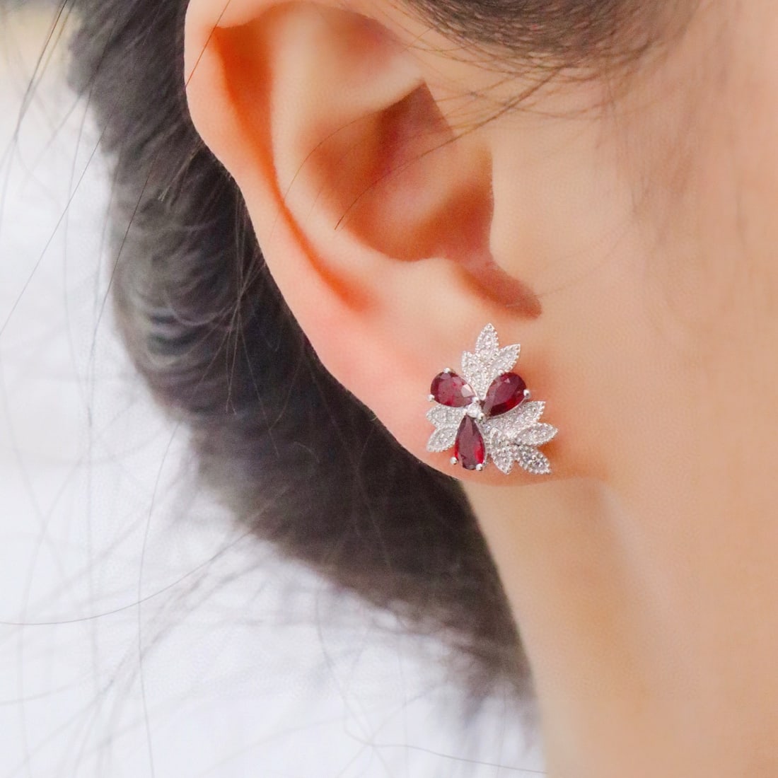 14k Gold 1.79 Ctw Natural Ruby & Diamond Earrings - 5