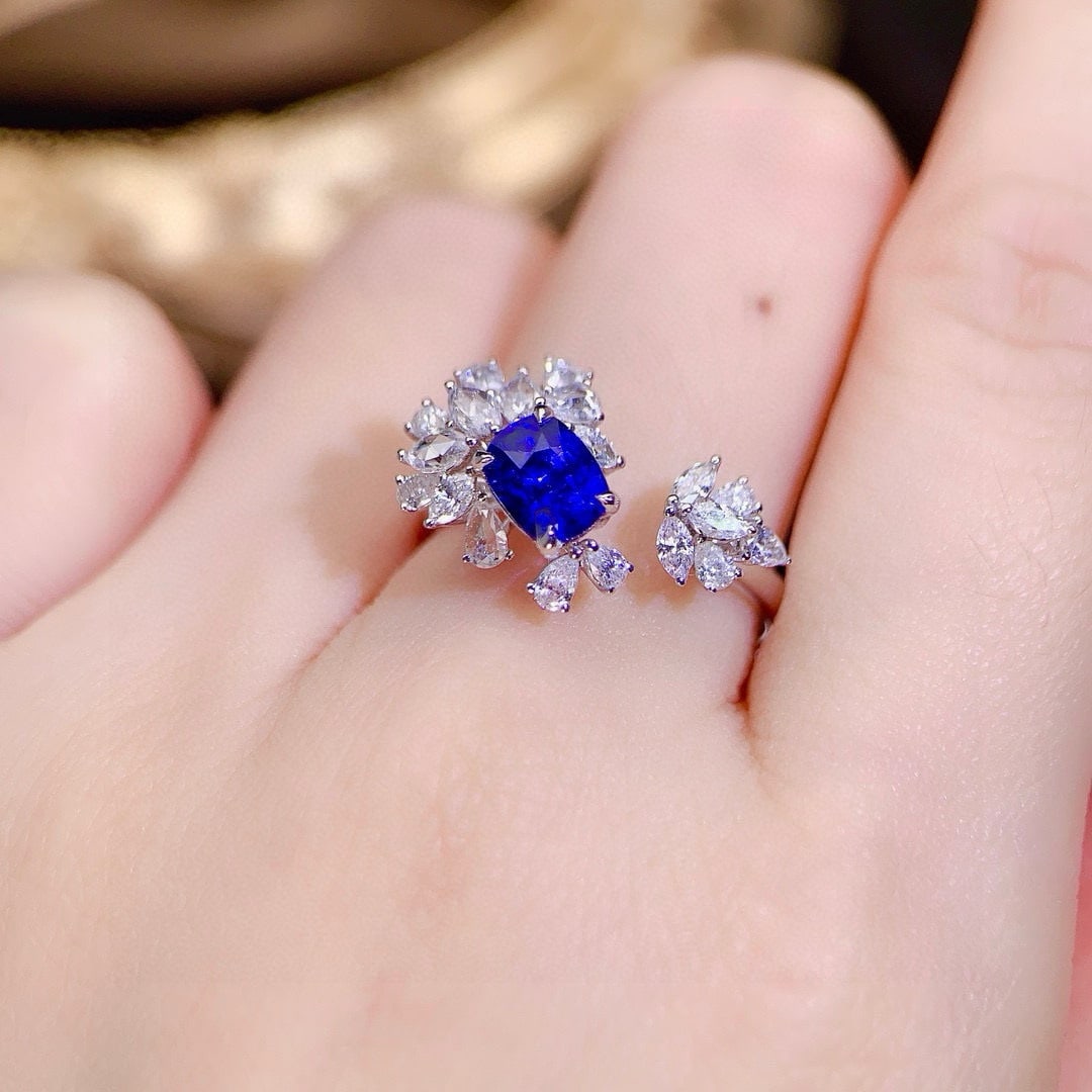 14k Gold 2.02 Ctw Natural Sapphire & Diamond Ring - 7