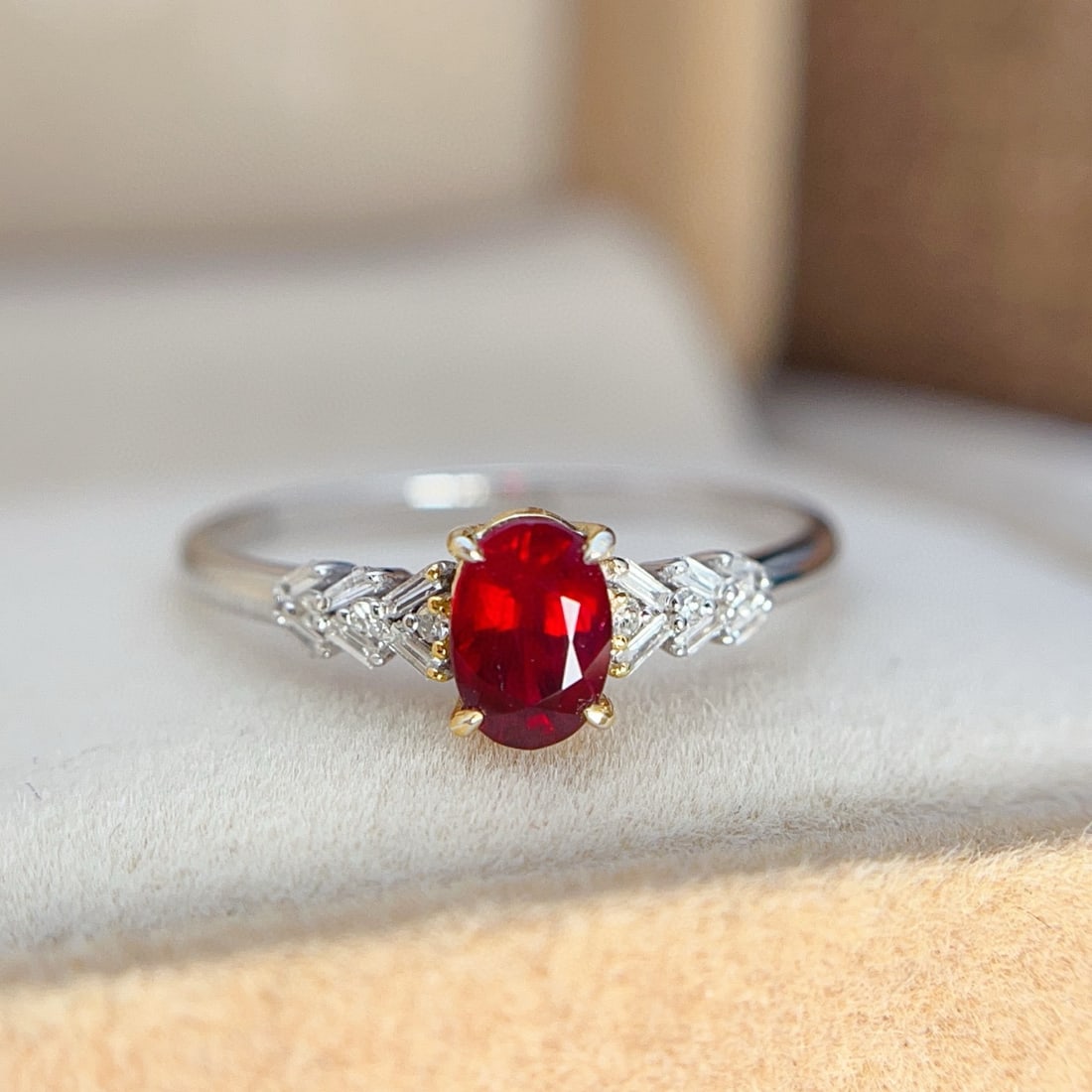 14k Gold 0.70 Ct Natural Ruby & Diamond Ring - 2