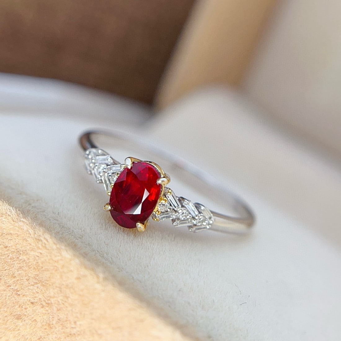 14k Gold 0.70 Ct Natural Ruby & Diamond Ring - 3