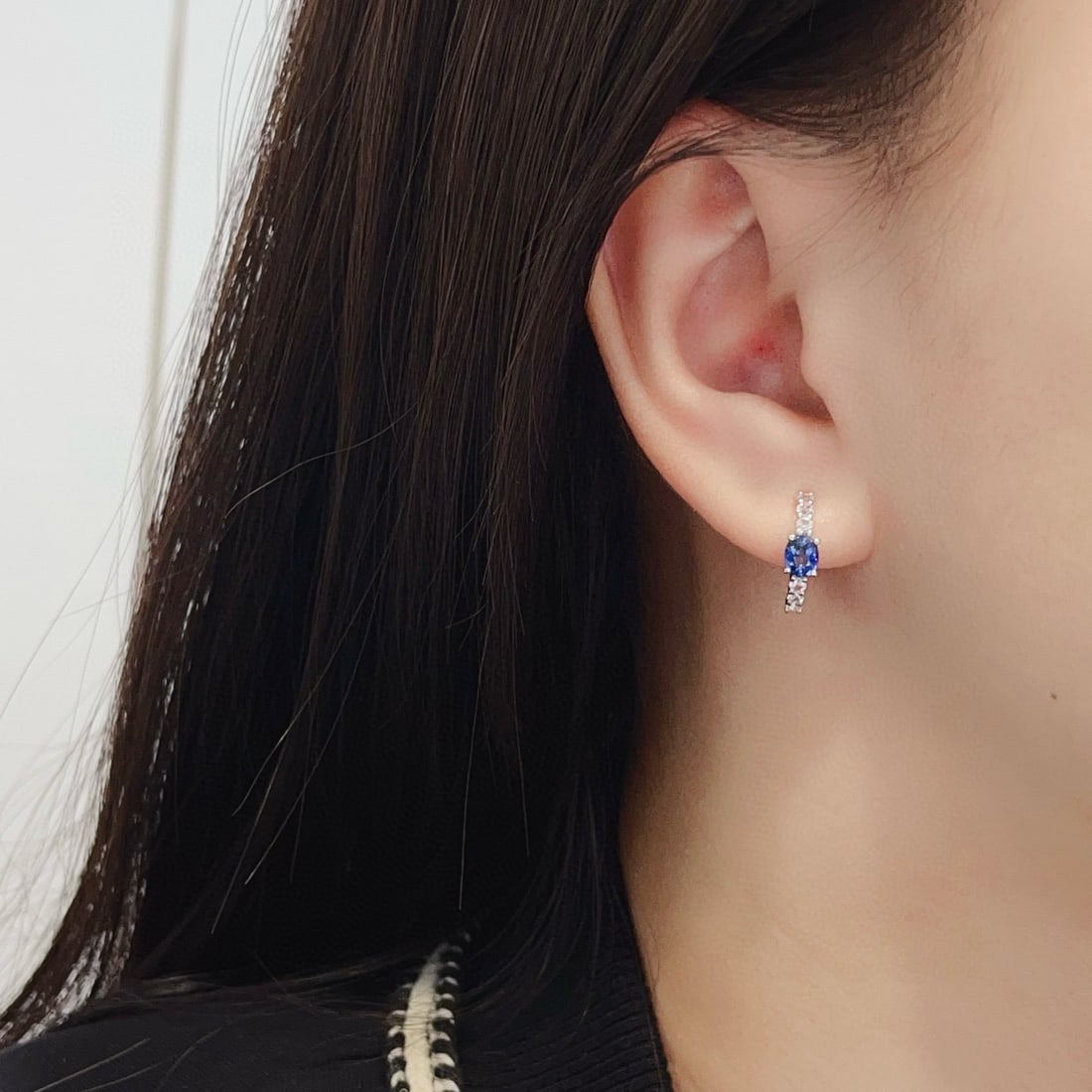 14k Gold 1.00 Ct Natural Sapphire & Sapphire Earrings - 7