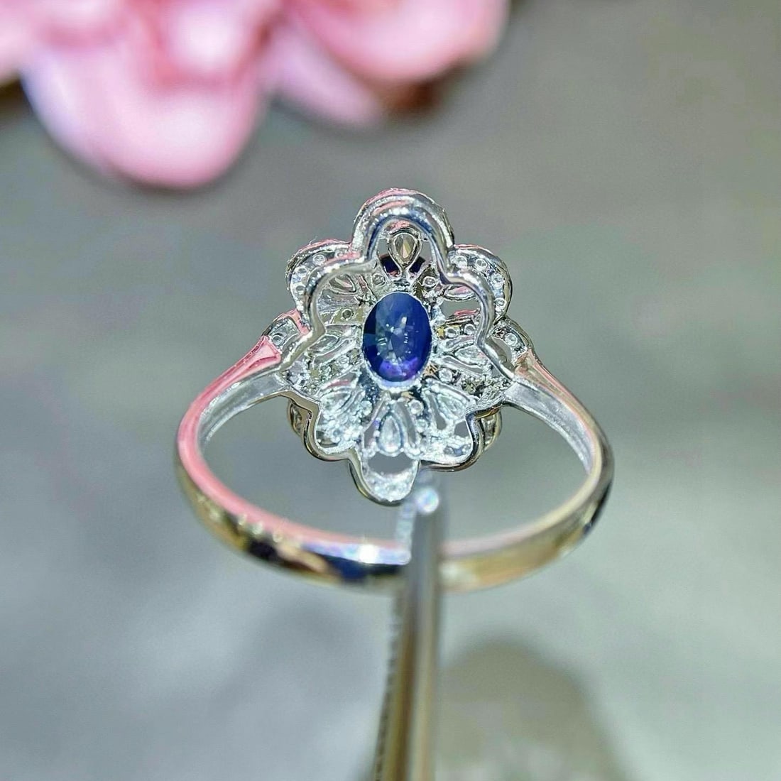 14k Gold 1.75 Ctw Natural Sapphire & Diamond Ring - 5