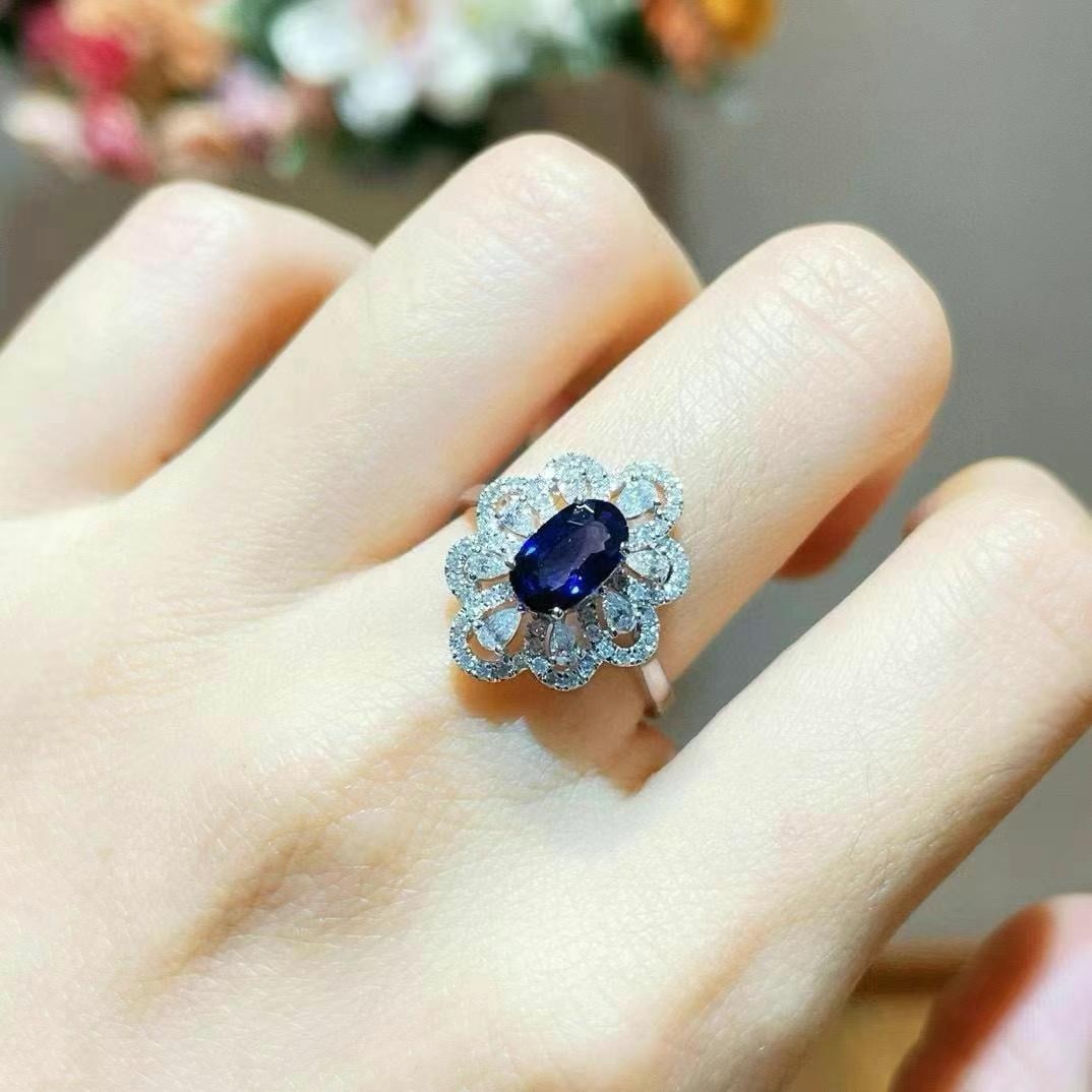 14k Gold 1.75 Ctw Natural Sapphire & Diamond Ring - 6