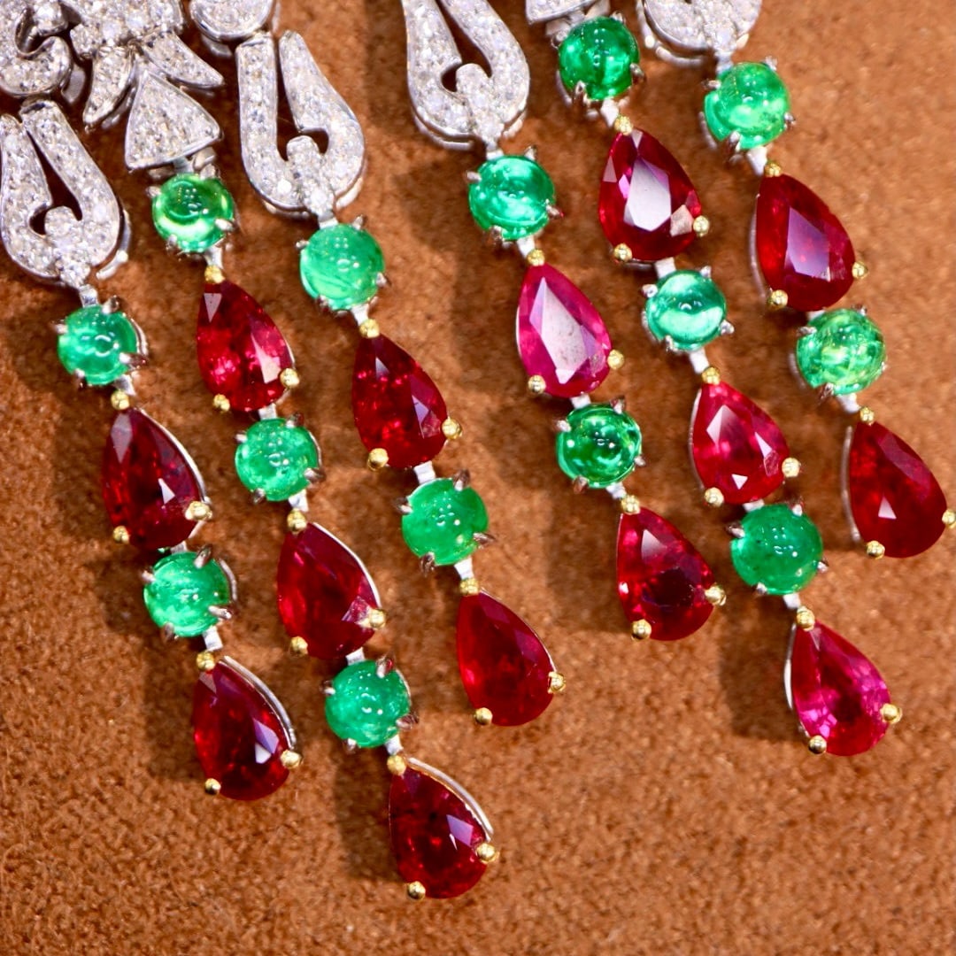 14k Gold 5.27 Ctw Natural Ruby & Diamond Earrings - 4