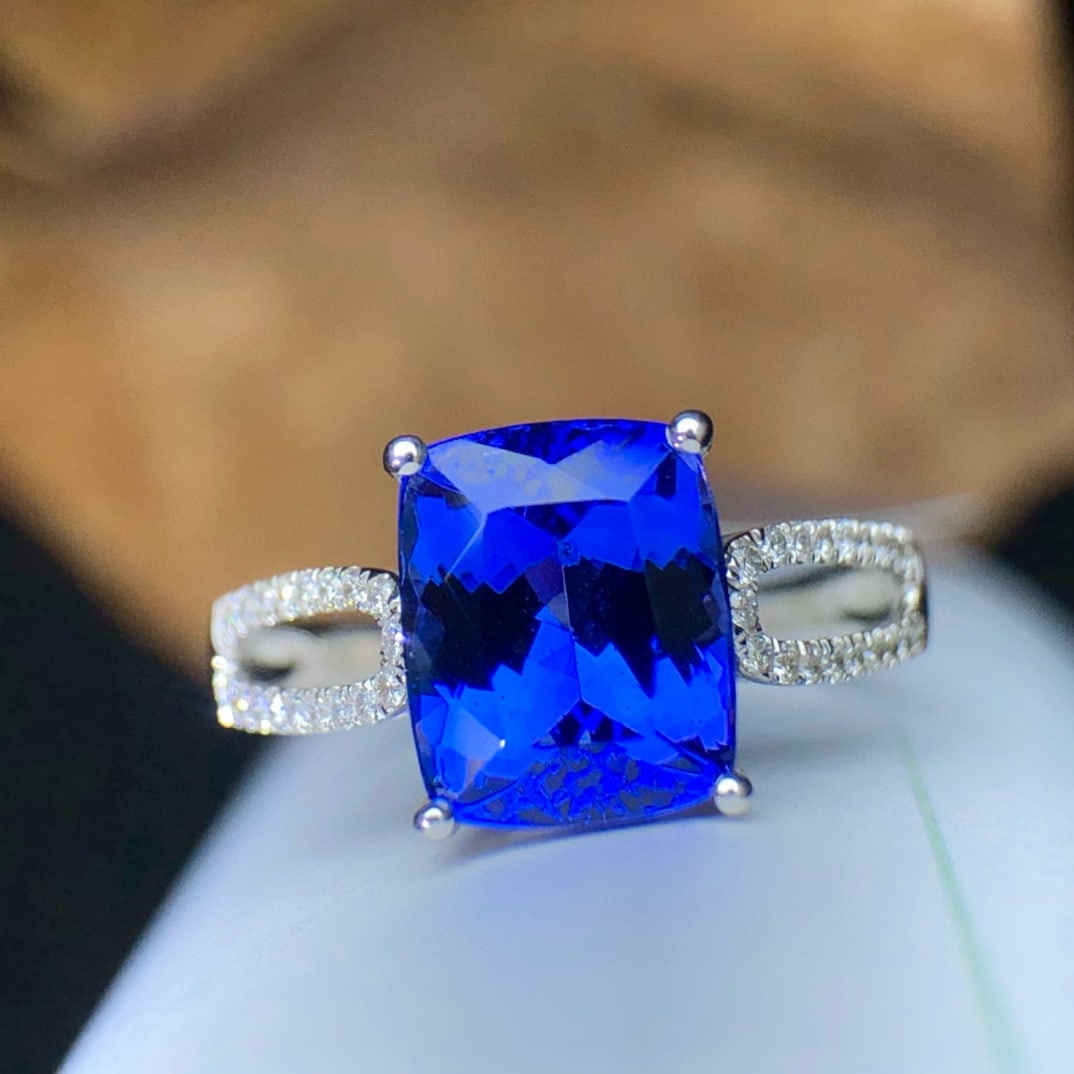 14k Gold 2.86 Ct Natural Tanzanite & Diamond Ring - 5