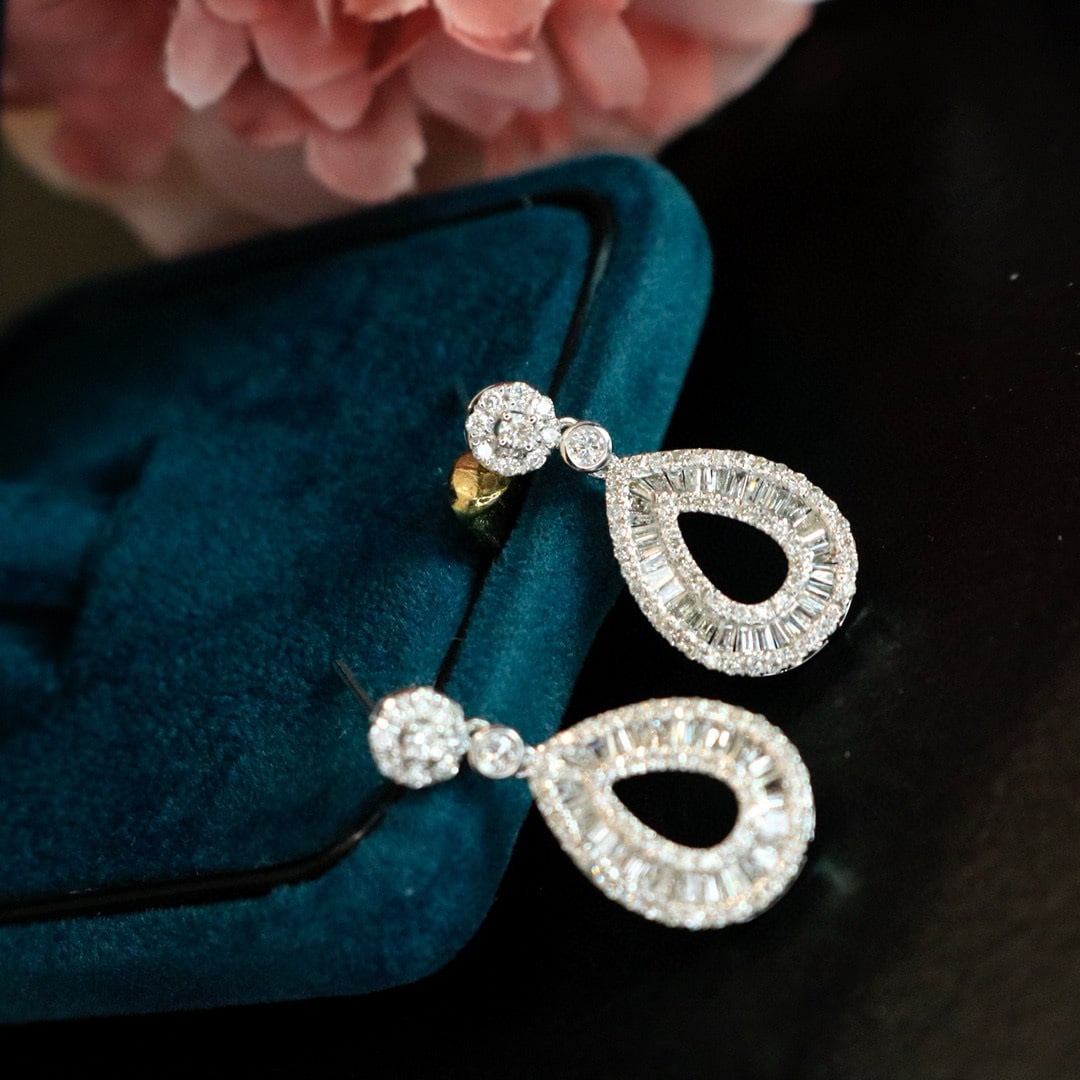 14k Gold 1.24 Ct Natural H Diamond Earrings - 5