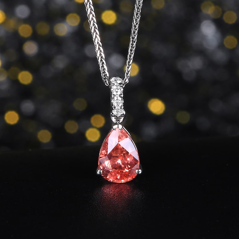 14k Gold 1.12 Ctw Natural Spinel & Diamond Pendant( Without Chain ): Ref:230955004 // gold content:14k gold // main gemstone:spinel // shape:pear // carat weight:1. 08ct // color:pinkish orange // treatment:natural // // adjacent gemstone 2 : diamond // number of