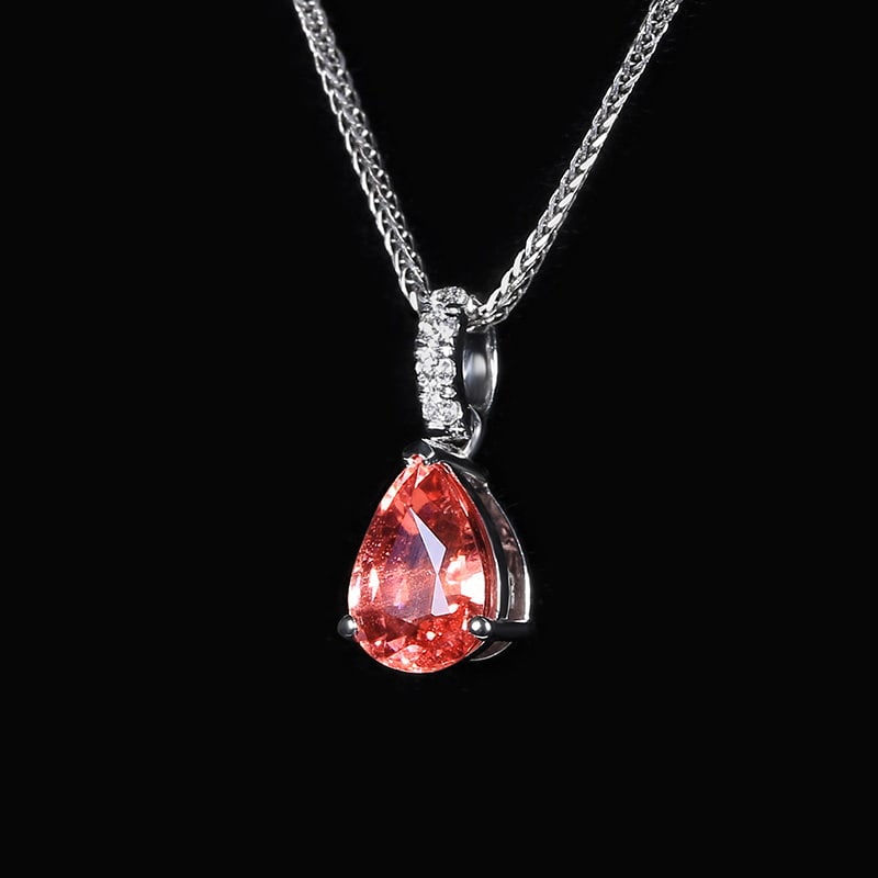 14k Gold 1.12 Ctw Natural Spinel & Diamond Pendant( Without Chain ) - 2