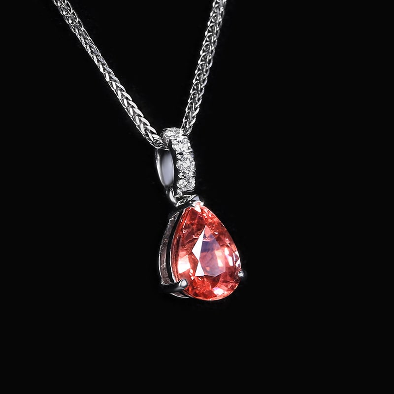 14k Gold 1.12 Ctw Natural Spinel & Diamond Pendant( Without Chain ) - 4