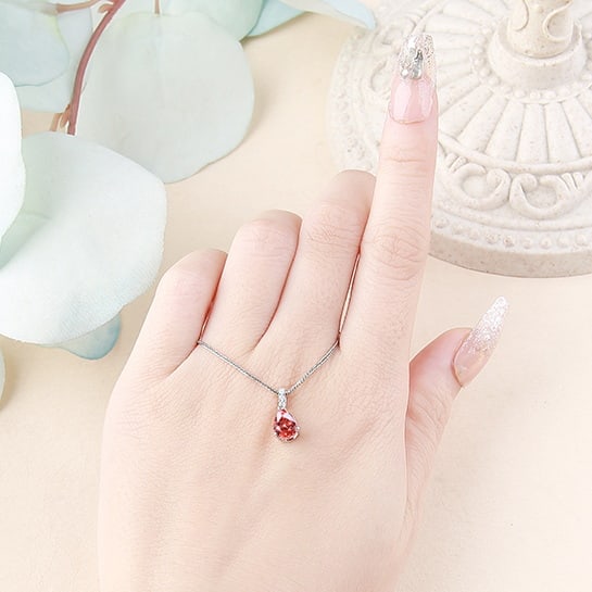 14k Gold 1.12 Ctw Natural Spinel & Diamond Pendant( Without Chain ) - 6