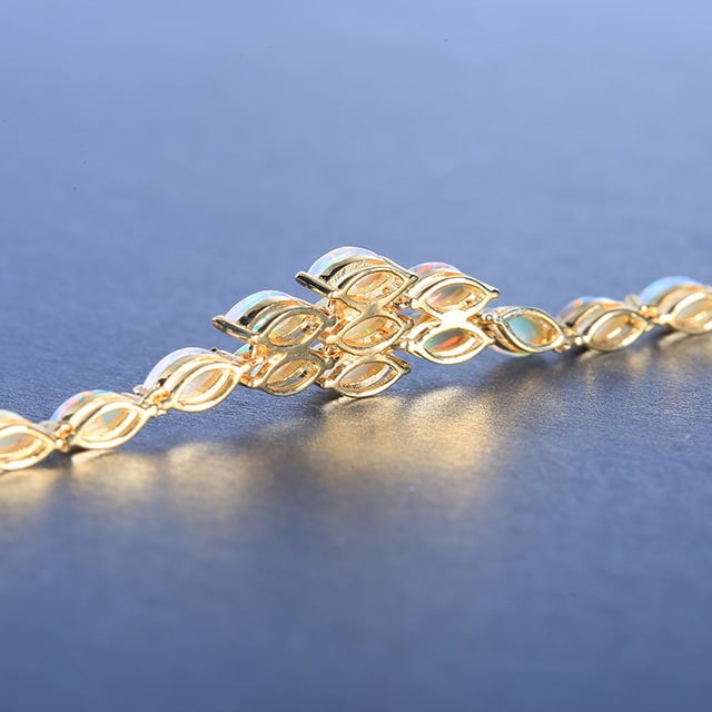 14k Gold 1.25 Ct Natural Opal Bracelet - 4