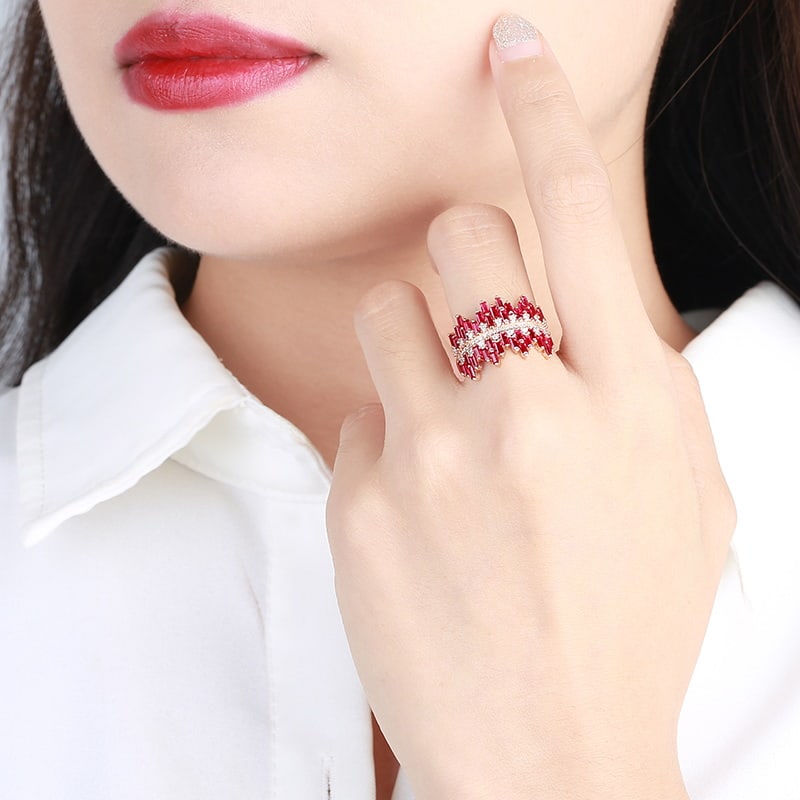 14k Gold 1.55 Ctw Natural Ruby & Diamond Ring - 5