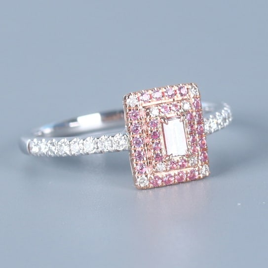 14k Gold 0.35 Ctw Natural Pink Diamond & Diamond Ring - 4