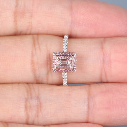 14k Gold 0.35 Ctw Natural Pink Diamond & Diamond Ring - 5