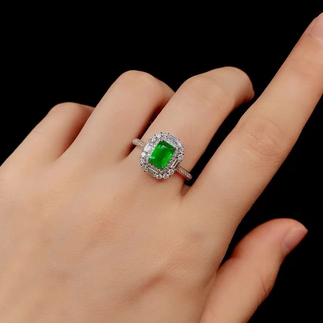 14k Gold 1.70 Ctw Vivid Green Natural Emerald & Diamond Ring/pendant( Without Chain ) - 5