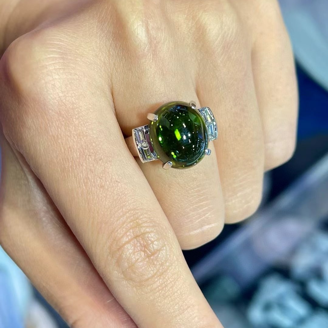 14k Gold 10.48 Ctw Natural Tourmaline & Diamond Ring - 3