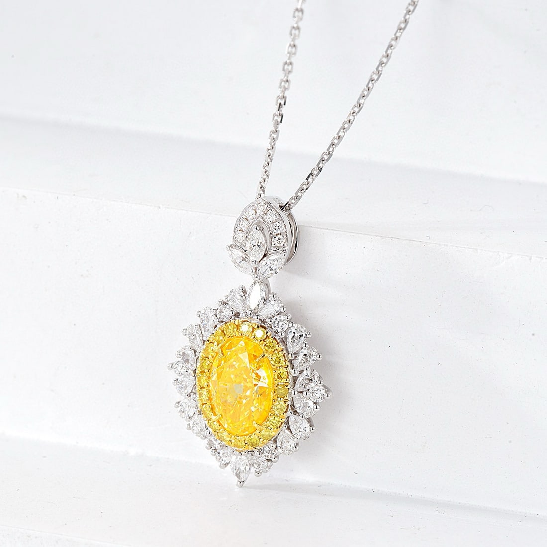 14k Gold 1.64 Ctw Natural Yellow Diamond & Diamond Pendant( Without Chain ) - 3