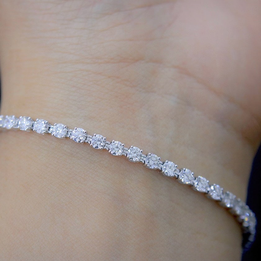 14k Gold 3.93 Ct Natural H Diamond Bracelet - 6