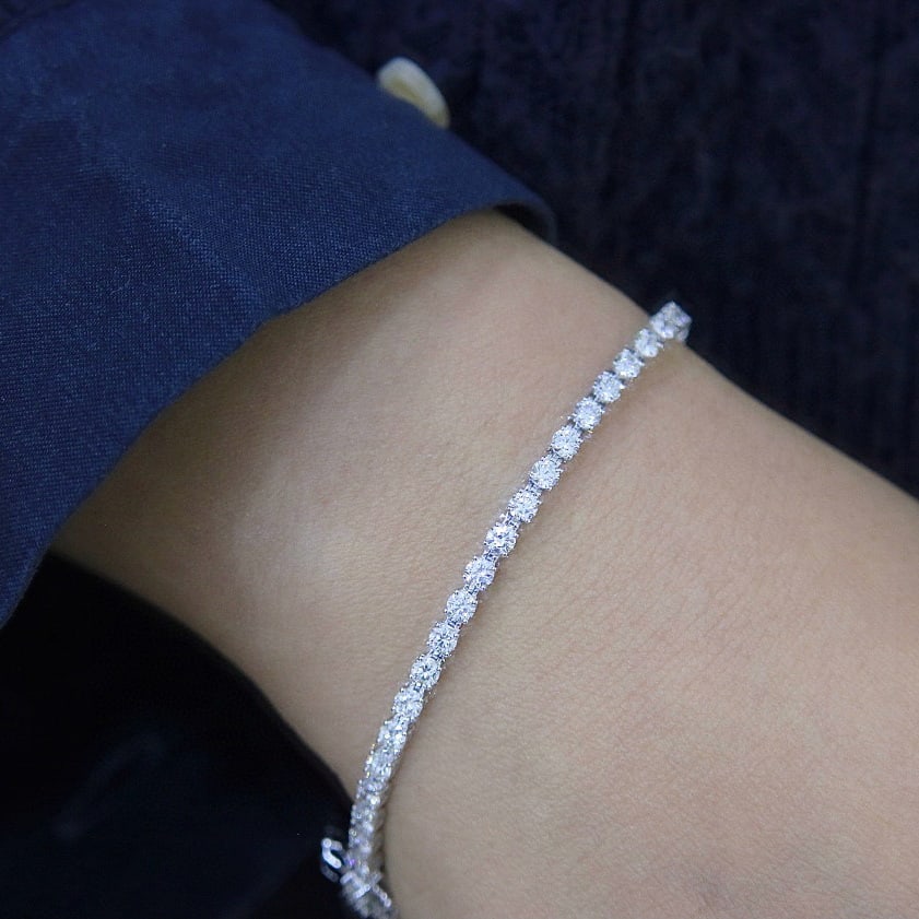 14k Gold 3.93 Ct Natural H Diamond Bracelet - 7