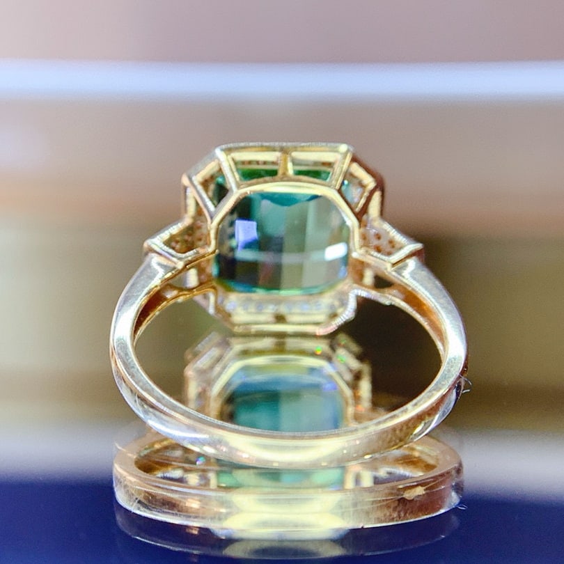 14k Gold 7.47 Ct Natural Tourmaline & Diamond Ring - 5