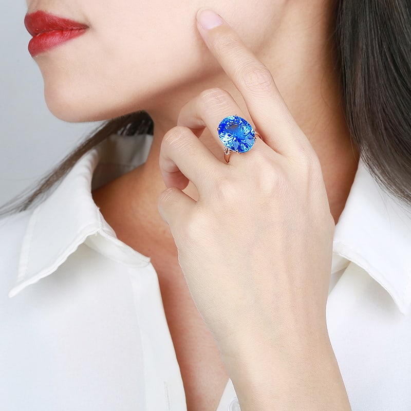 14k Gold 20.46 Ctw Natural Topaz & Diamond Ring - 3