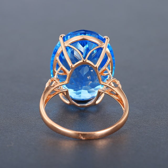 14k Gold 20.46 Ctw Natural Topaz & Diamond Ring - 7