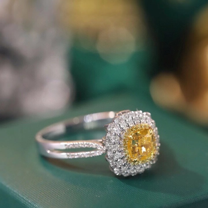 14k Gold 1.44 Ctw Natural Yellow Diamond & Diamond Ring/pendant( Without Chain ) - 2