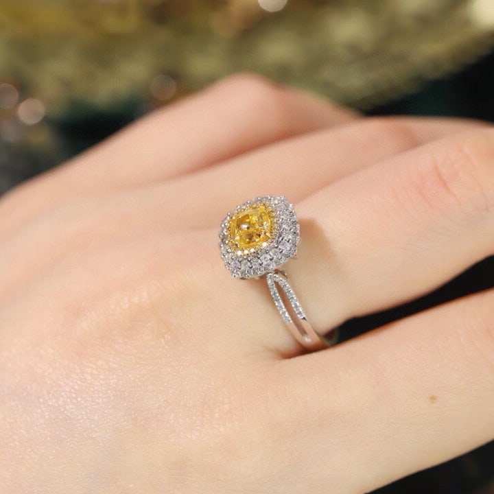 14k Gold 1.44 Ctw Natural Yellow Diamond & Diamond Ring/pendant( Without Chain ) - 5