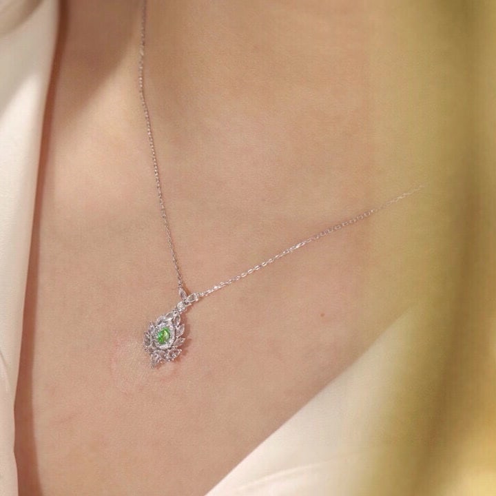 14k Gold 1.90 Ctw Natural Green Diamond & Sapphire & Diamond Jewelry Set - 3