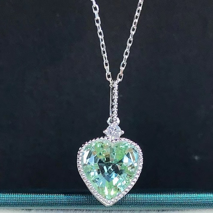 14k Gold 3.24 Ctw Natural Tourmaline & Diamond Pendant( Without Chain ) - 3