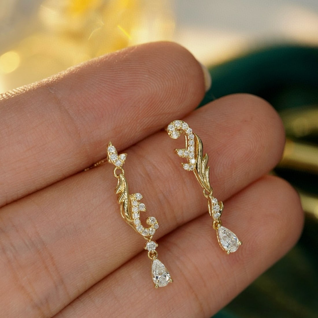 14k Gold 0.44 Ct Natural H Diamond Earrings - 3