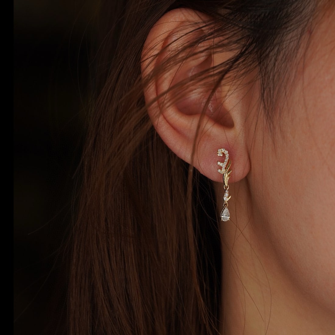 14k Gold 0.44 Ct Natural H Diamond Earrings - 5