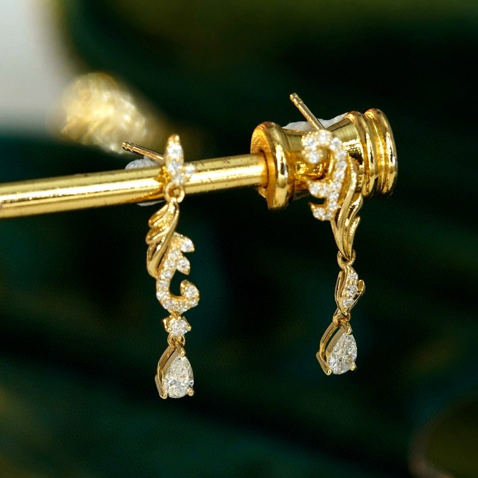 14k Gold 0.44 Ct Natural H Diamond Earrings - 6